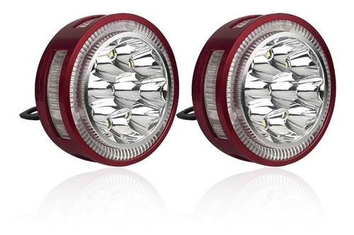 2 Faros 9 Led Motocicleta Alta/baja Estrobo Carcaza En Color