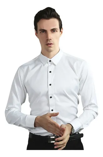 comprar Camisa Social Masculina Moda Casual Slim Fit Manga Longa