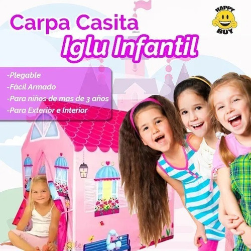 Imagen 3 de 5 de Carpa Casita Mi Pequeña Casa Juegos Nenas Exterior Interior