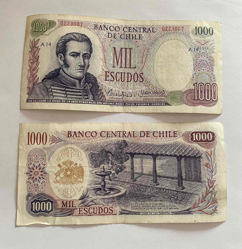 Billete 1000 Escudos Chileno En Excelente Estado