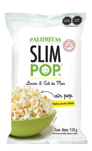 Palomitas Limon Natural Sal De Mar Slimpop Caja 12 Pz 110gr