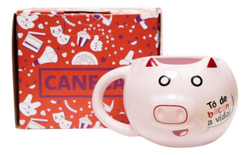 Caneca To De Bacon 3d 250ml Cerâmica Piticas Cor Rosa Rosa-claro