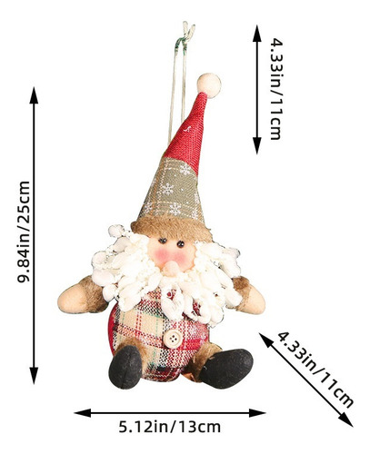 3 Colgante De Muñeca De Botón De Tela A Cuadros Navideños