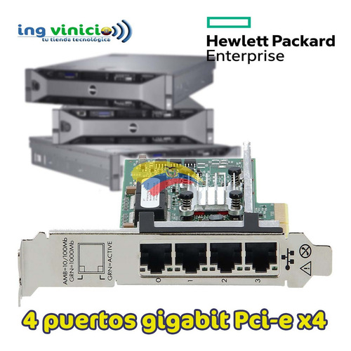 Tarjeta De Red Hp 331t Pci-e X4 Lp De 4 Puertos Gigabit X8