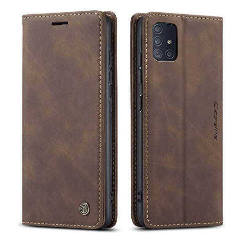 Funda Cartera Para Samsung Galaxy A51 Coffee 6.5 Pulgada Pie