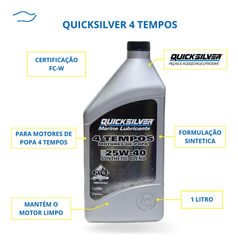 Óleo 4 Tempos Mercury Quicksilver 1 L Motor De Popa 25w40