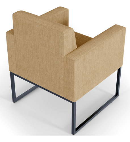 Kit 02 Poltronas Decorativa Sala Recepção Base Fixa De Metal Helô L02 Linho Bege Escuro