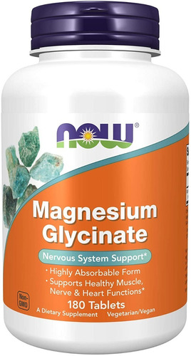 Glicinato De Magnesio 100 Mg Now 180 Tabletas