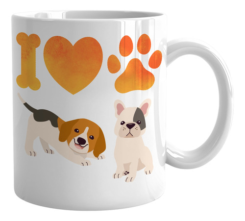 Taza Desayuno I Love Perros Y Gatos