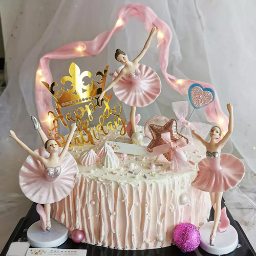 12 Piezas De Adornos Para Tartas Con Diseño De Bailarina Y N