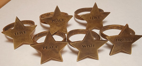 Imagen 3 de 6 de 6x Anillos Servilleteros Estrellas Bronce Premium
