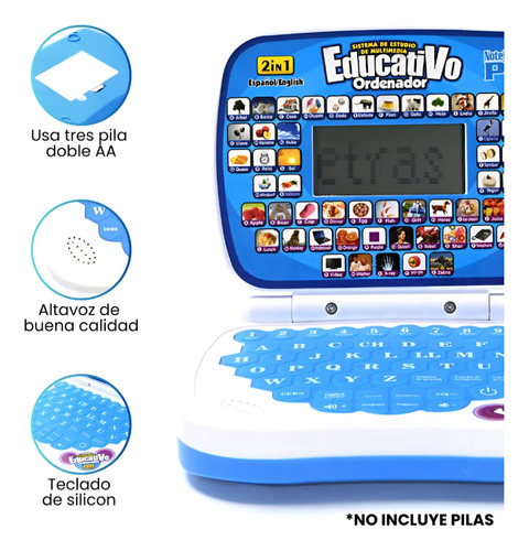 Computadora Educativa Interactiva Para Niños Español Ingles Celeste