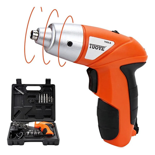 Mini Parafusadeira Tuyoe Bivolt 110/220v C/ 45pçs + Maleta Laranja 50hz-60hz