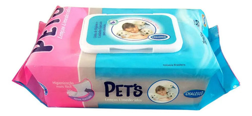 Lenços Umedecidos Pet Cães Gatos C/ 80 Toalhas Chalesco