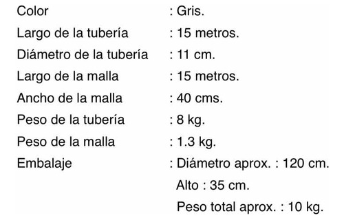 Kit Tubería De Drenaje Y Malla Geotextil 15 M Fosas Septicas