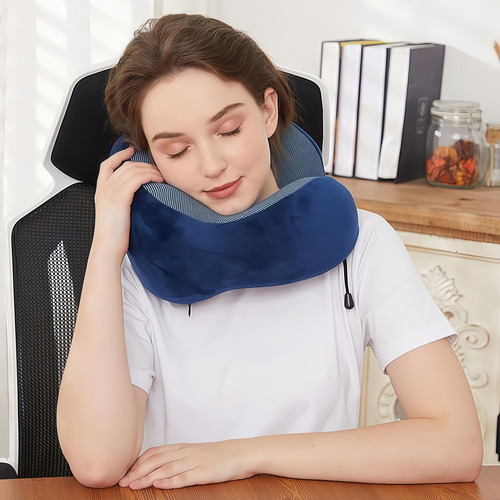 Cómoda Almohada De Espuma Viscoelástica En Forma De U Azul