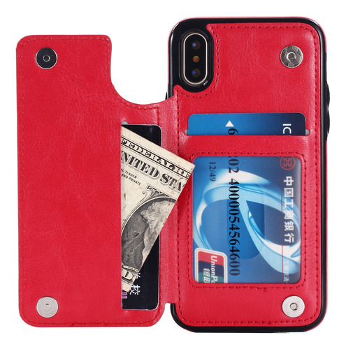 B Funda Carcasa Piel Billetera Con Soporte Para iPhone