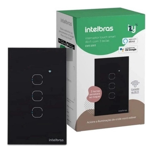 Interruptor Smart Wi-fi Touch 3 Ews1003 Pt Intelbras(sc)(pp)