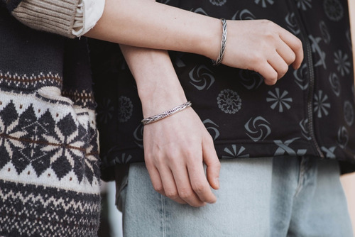 Pulseira Aberta Trançada Feita À Mão Em Prata 925 Masculina