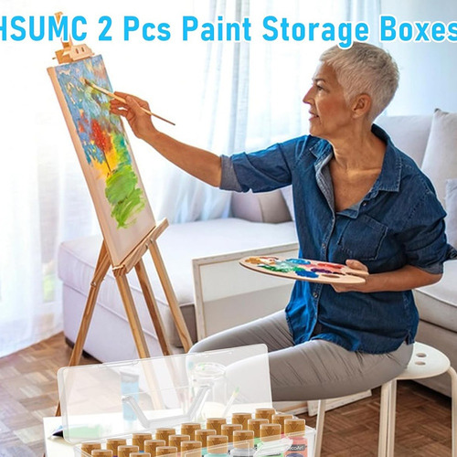 Caja De Almacenamiento De Pintura De 2 Piezas Con Asa Para 3