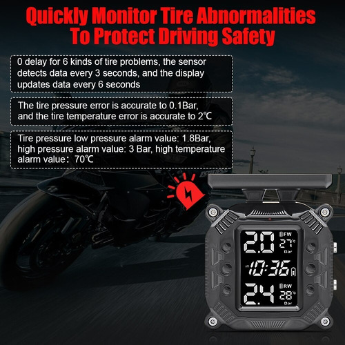Sensor Tpms Moto Magnetico Solar Usb Sensores Externos Pem