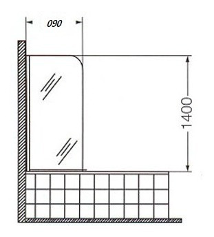 Mampara Baja Rebatible 90x140 Cm Cromo Vidrio Transp. Ferrum
