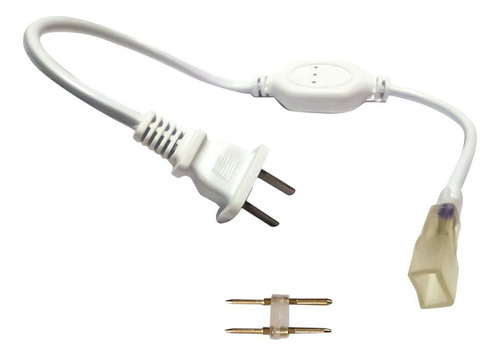 Conector Para Manguera Led Neon Flex 110v Con Pin Tipo H Blanco