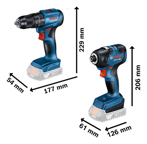 Rotomartillo Gsb 185-li Y Llave Imp Gdr 18v-200 Bosch 18v Azul Marino