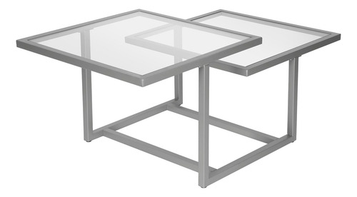 Homeroots 43 Silver Glass Square Coffee Table With Two