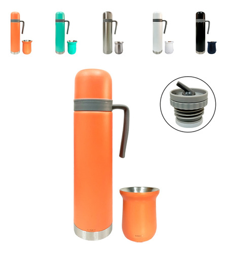 Combo Matero Termo 750ml + Mate Acero Inox 160ml Comet Css