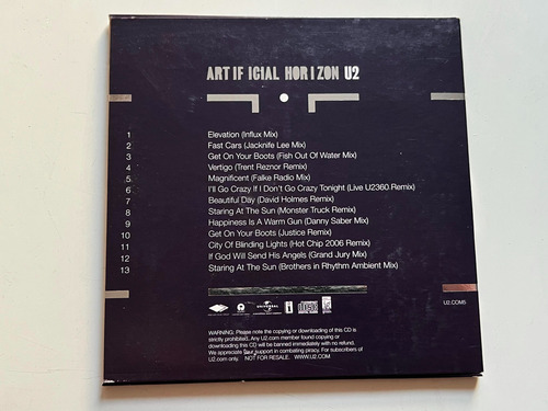 U2 Artificial Horizon Cd Promo Fã Clube 13 Remixes Raríssimo Edição Limitada (Usado)