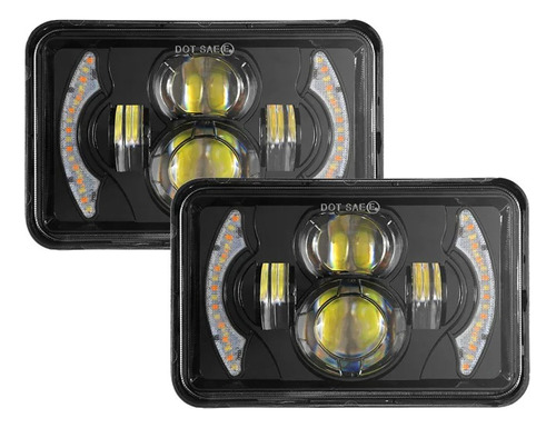 Faro Led Delantero Cuadrado 5  4led Lupa Alta+baja Dual