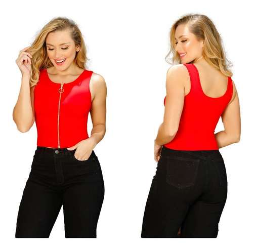 Polera Top Con Cierre - 100% Colombiano- Cod- 10123