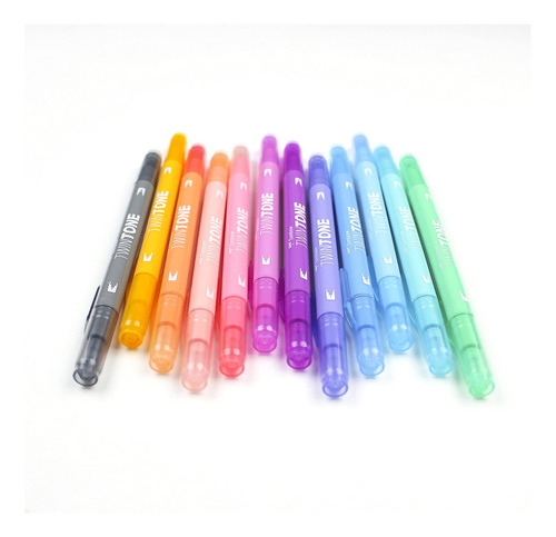 Tombow 61501 Twintone Marker Set, Pastel, 12-pack. Double-si