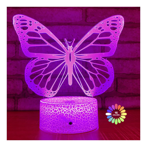 Luz Noche Mariposa Cumpleaño Para Niña 3d Ilusion Niño S