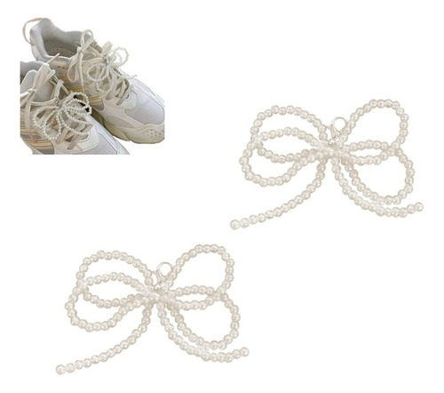 2 Peças Pérolas Laço Sapatos Charms Para Tênis, Decoração