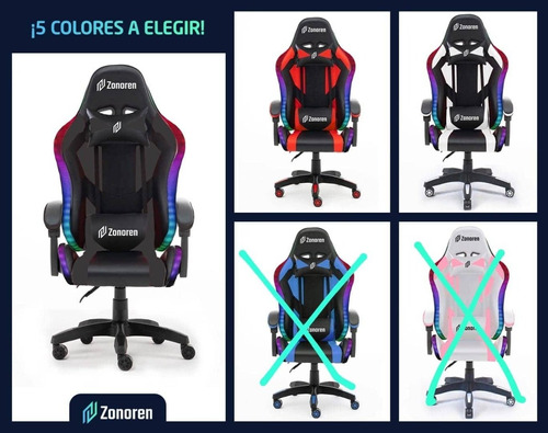 Silla Gamer Zonoren Luxgaming Pro Rgb  Masajeador De7 Puntos