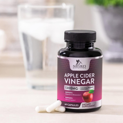 Suplemento De Vinagre De Sidra De Manzana 1300mg Con 60 Caps Sabor Sin Sabor