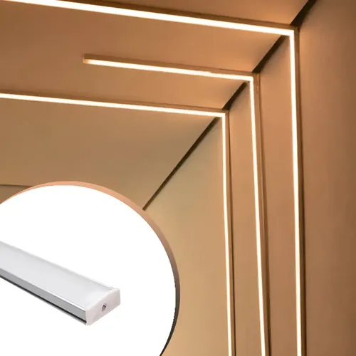 Perfil​ De Led Sobrepor Slim 2 Metros Aluminío Para Fita Led X Preto