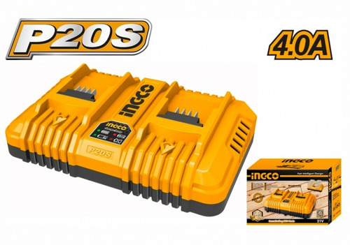 Cargador De Batería Doble Rápido P20s 2ah/4ah/5ah 20v Ingco