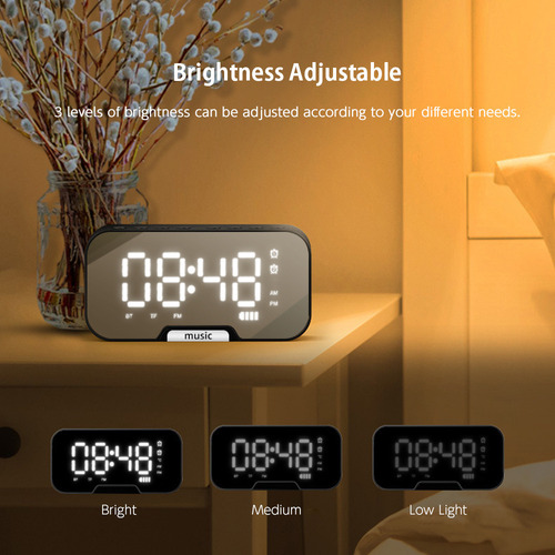 A A Reloj Despertador Digital Con Altavoz Bt Y Radio Fm,