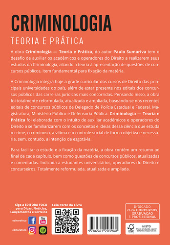 Criminologia - Teoria E Prática - 9a Ed - 2025, De Paulo Sumariva. Editorial Foco; 9a Edição, Capa Mole, Edição Nona Edição Em Português, 2025