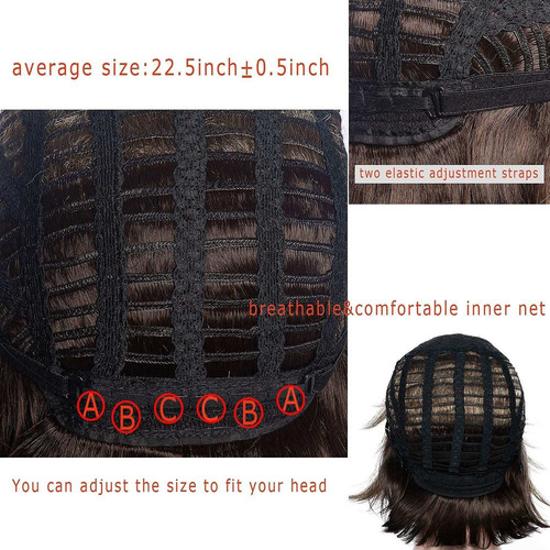 Pelucas Pelo Corto Rubio Mixto Castaño Oscuro For Mujeres