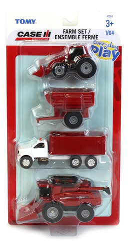 1:64 Juego De Granja Tractor Case Ih 4 Piezas Collect N Ih Rojo
