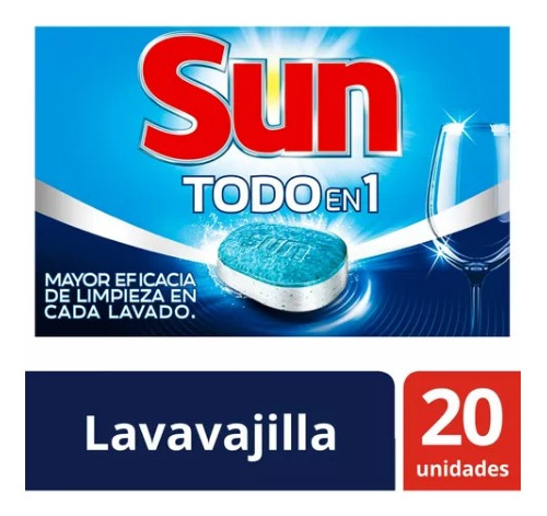 Detergente En Pastillas Jabón Lavavajillas Caja Sun X20