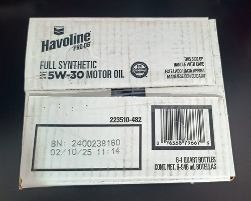 Aceite Havoline Pro-ds 5w-30 Para Motor Turbo Sintetico 6pz