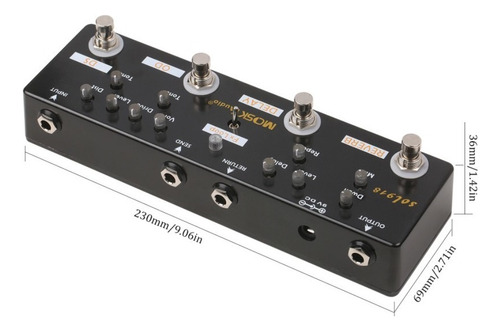Pedalera Mosky Sol918 Delay Reverb Overdrive+ Color Black