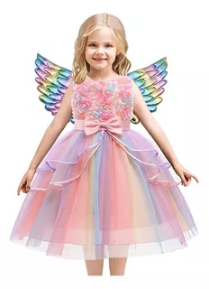 Vestido De Unicornio Arcoíris Princesa Niña Fiesta Cumpleaño