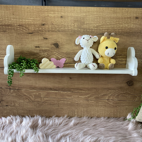 3 Prateleiras Nuvem Colorida Quarto Decoração Infantil 60cm Cor Branco