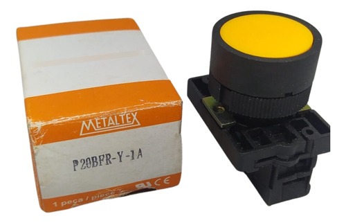 Botão De Comando Impulso Ø22mm Cor Painel / Quadro Metaltex Amarelo